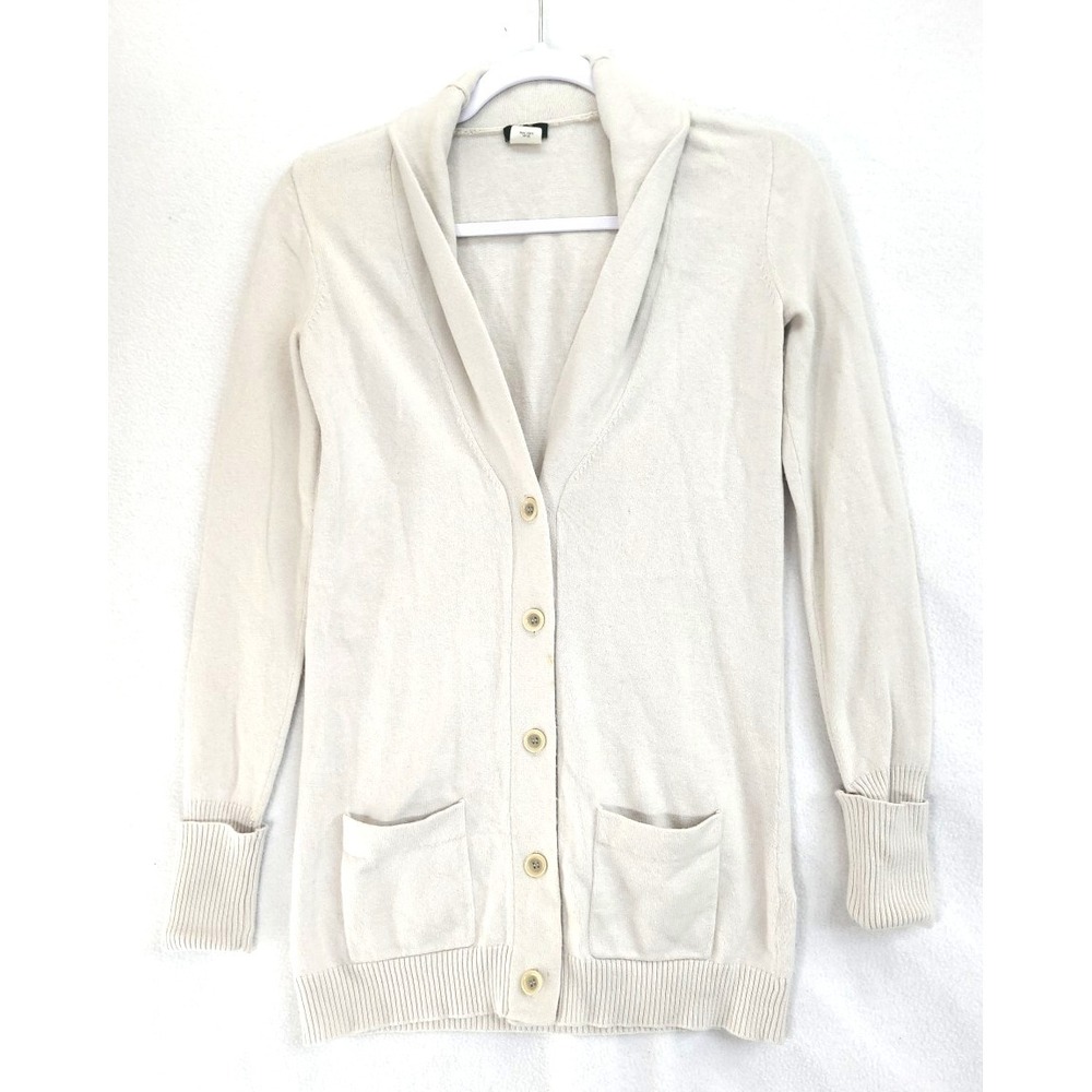 J Crew Cashmere Blend Shawl Collar Cardigan Button Up Tan XS Academia Preppy